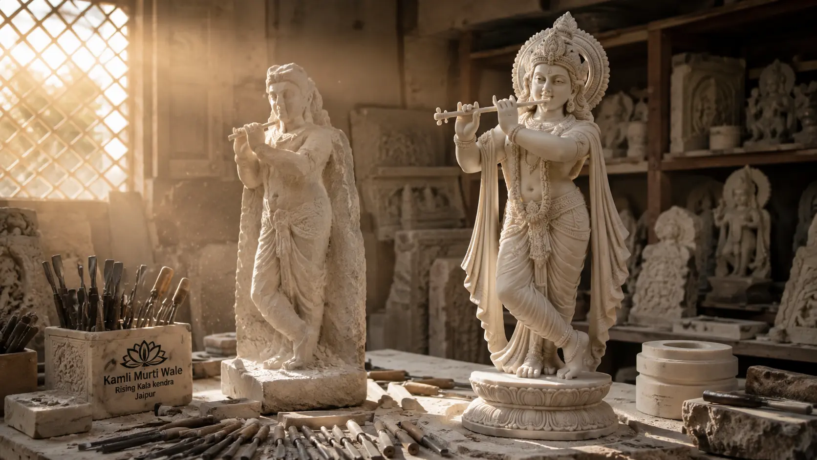 Golden Light in the Artisan Sculpture Studio