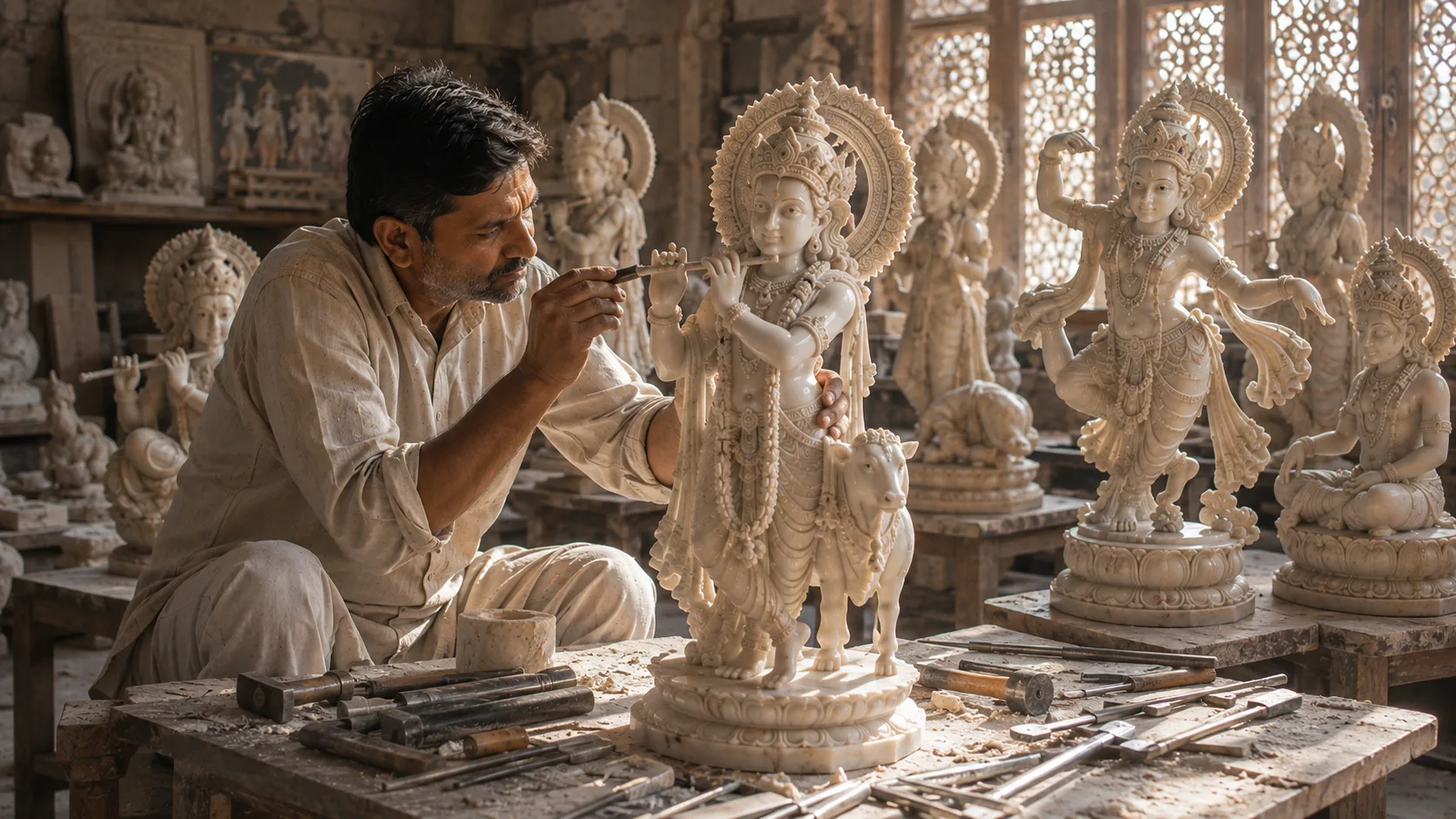 Marble Krishna Statues for Canadian Temples Poses, Meaning, and Home Integration