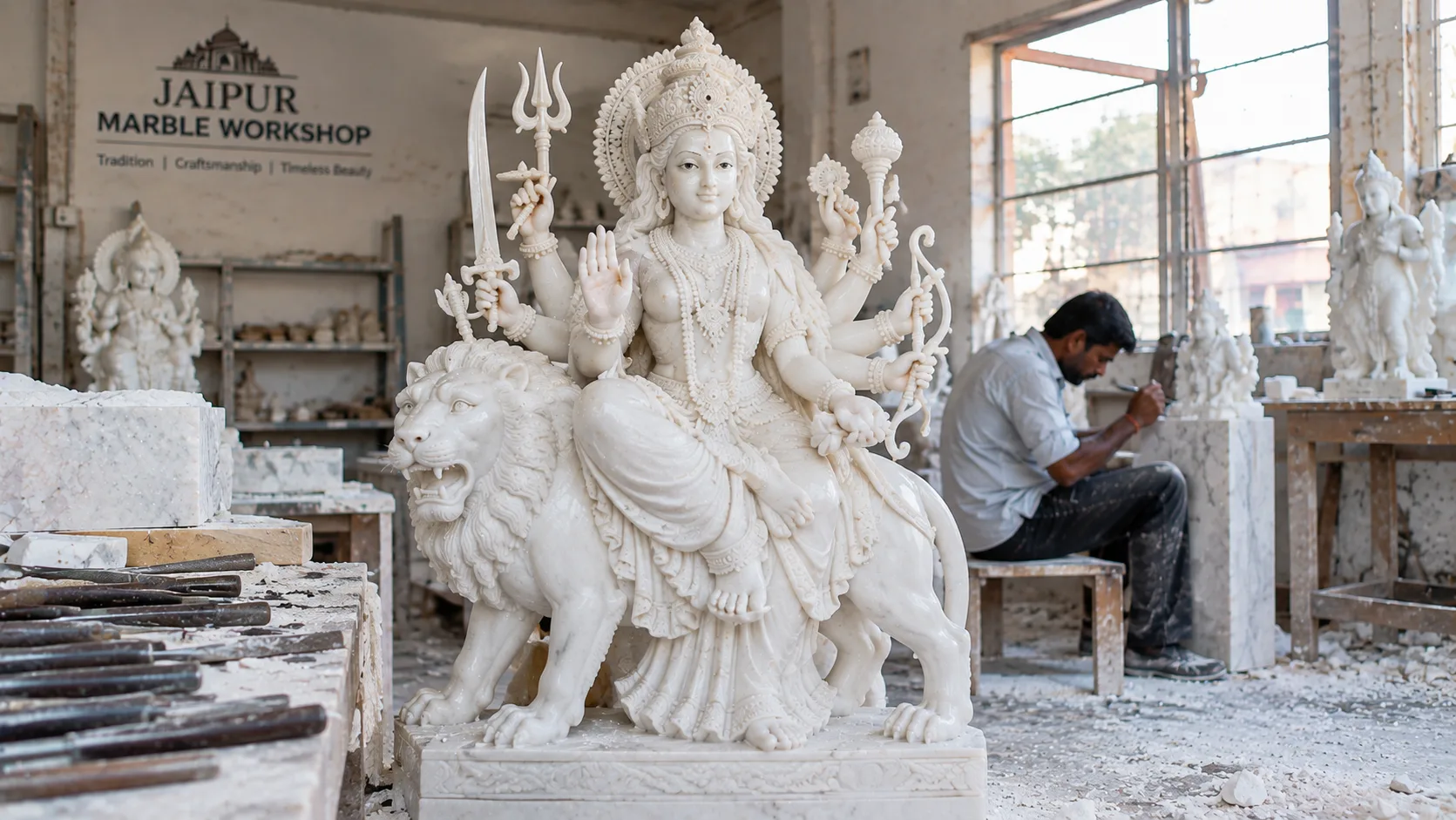 Durga marble moorti manufacturing Kolkata