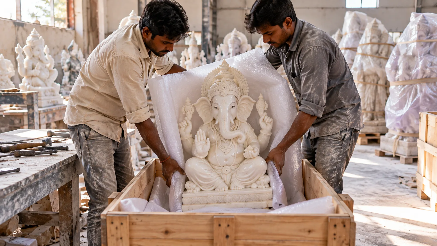 Ganesh Marble Statue Manufacturing Hamilton Kamal Moorti
