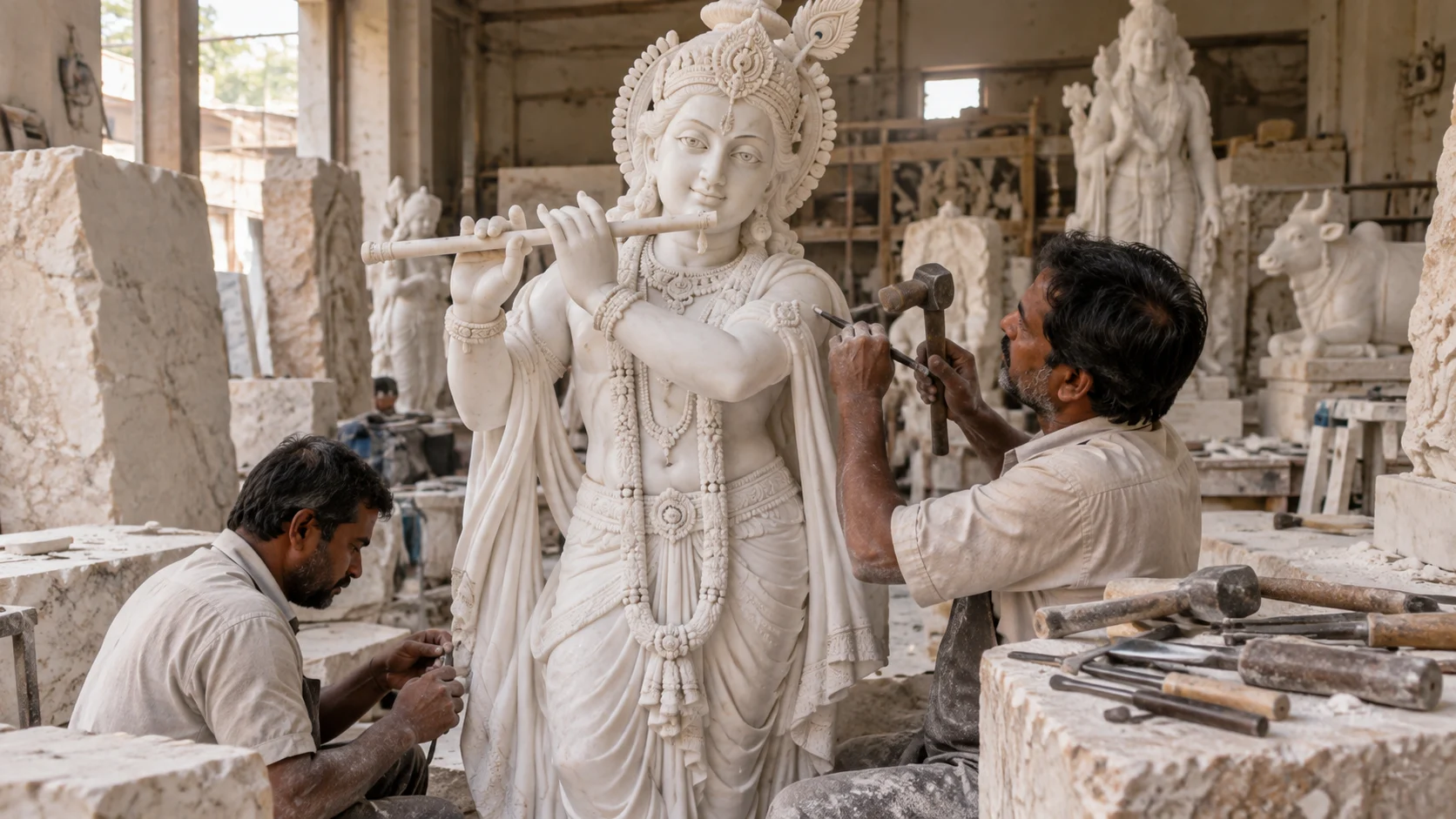 Krishna Marble Statue Manufacturing Toronto Statues World