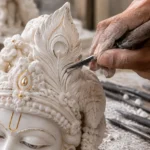 Marble Krishna Statue Features: Understanding Intricate Carving and Detail Work 3 Krishna carving details