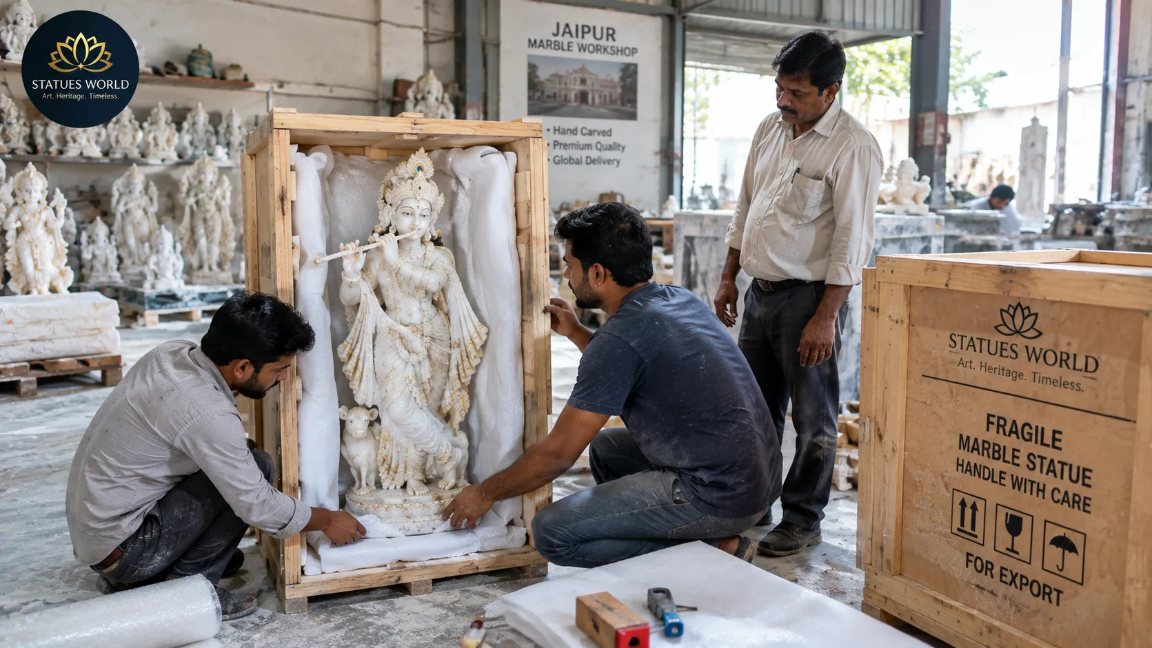Krishna marble moorti manufacturing Ambala