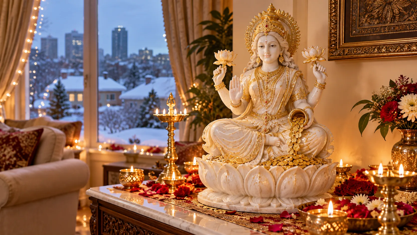 Lakshmi Marble Statue Manufacturing Winnipeg Kamal Moorti