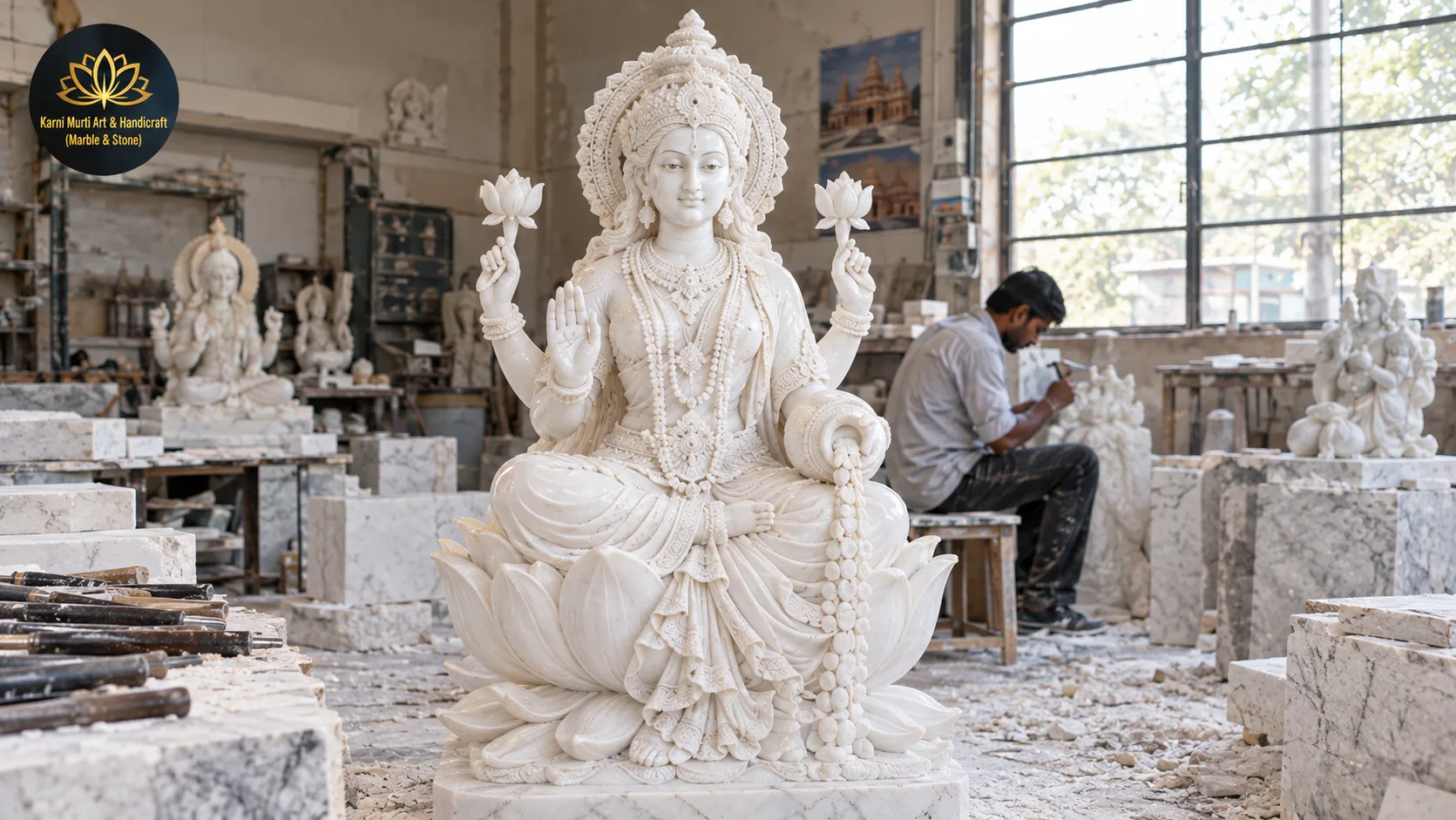 Lakshmi marble moorti manufacturing Pune