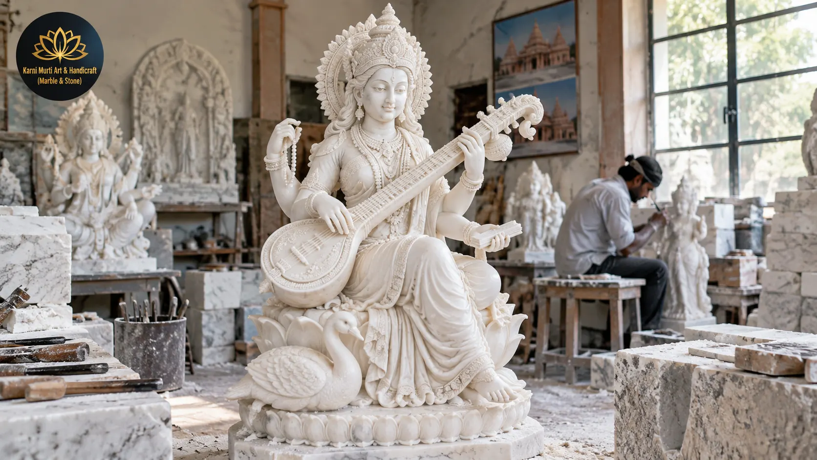 Saraswati marble moorti manufacturing Bangalore