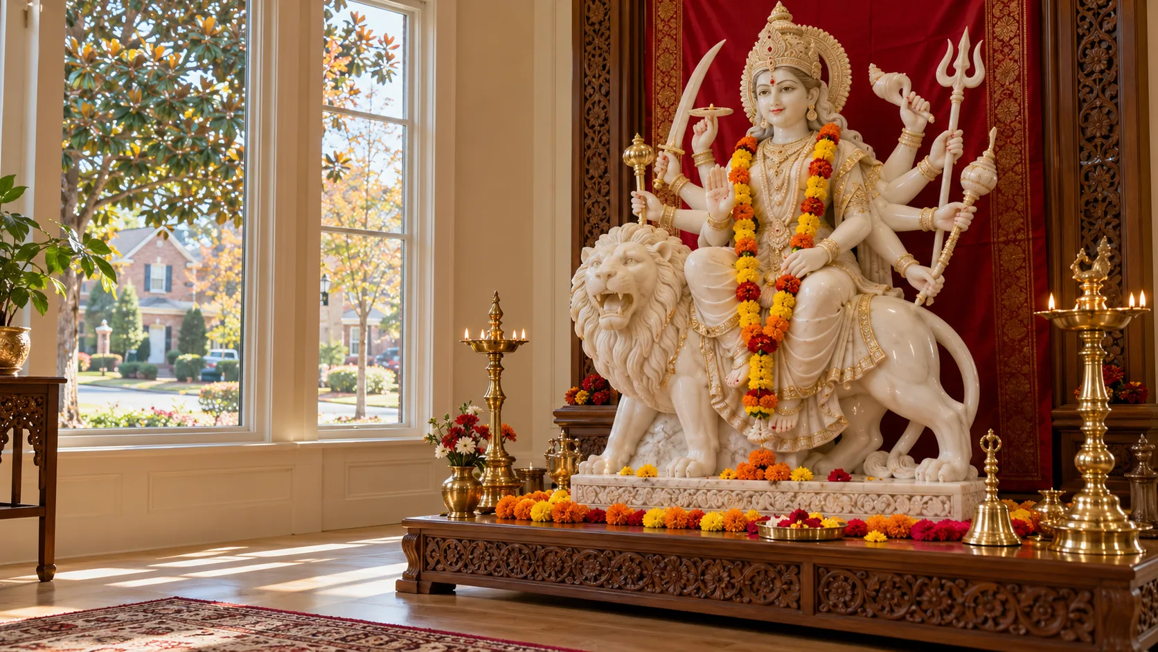 Durga Marble Statue Manufacturing Charlotte Kamal Moorti