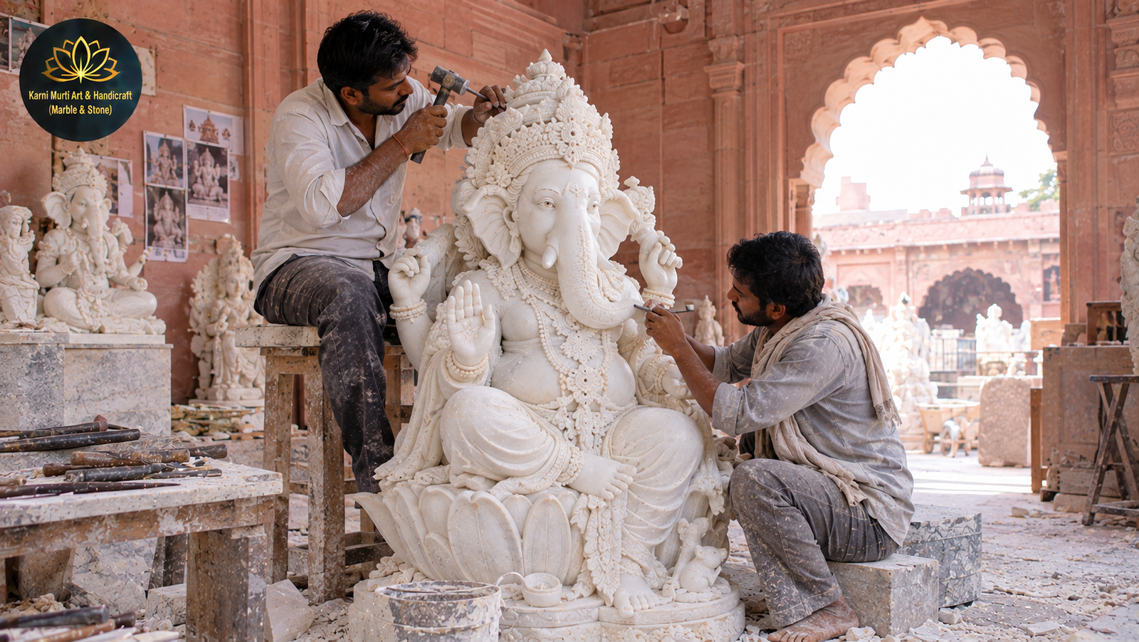 Ganesh marble moorti manufacturing Jaipur
