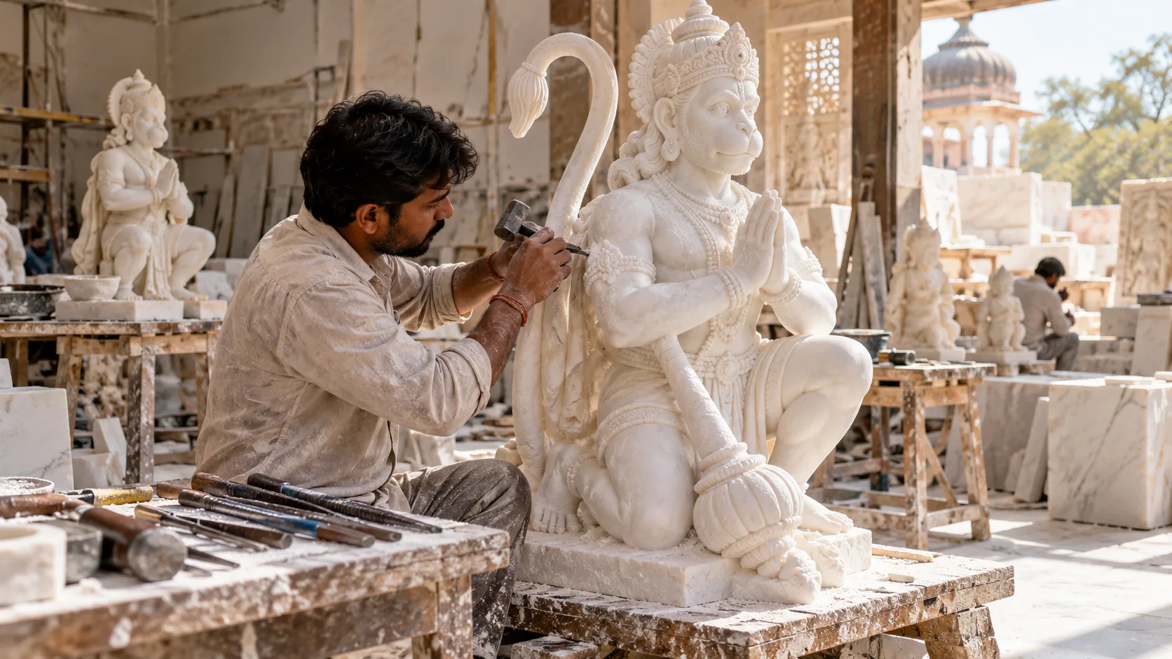 Hanuman Marble Statue Manufacturing Portland Kamal Moorti