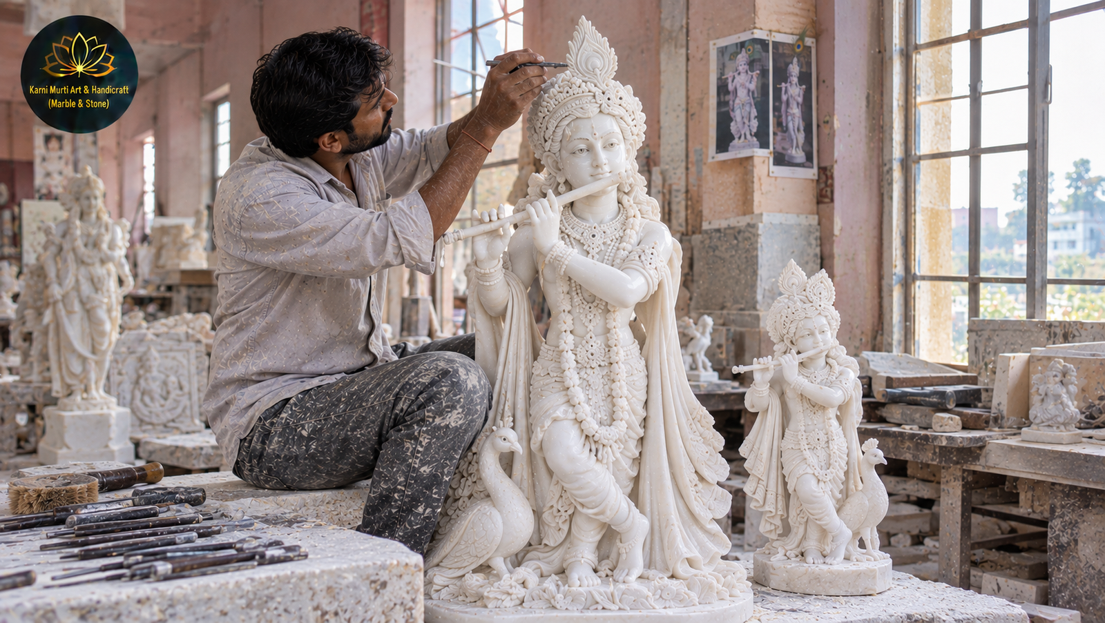 Krishna marble moorti manufacturing Agra