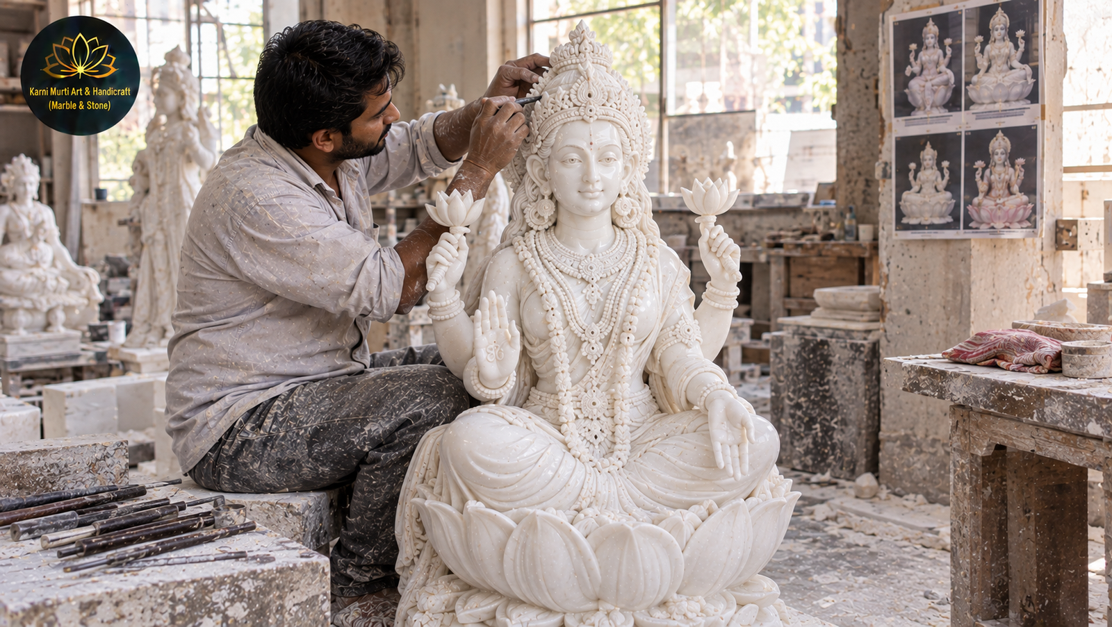 Lakshmi marble moorti manufacturing Mumbai