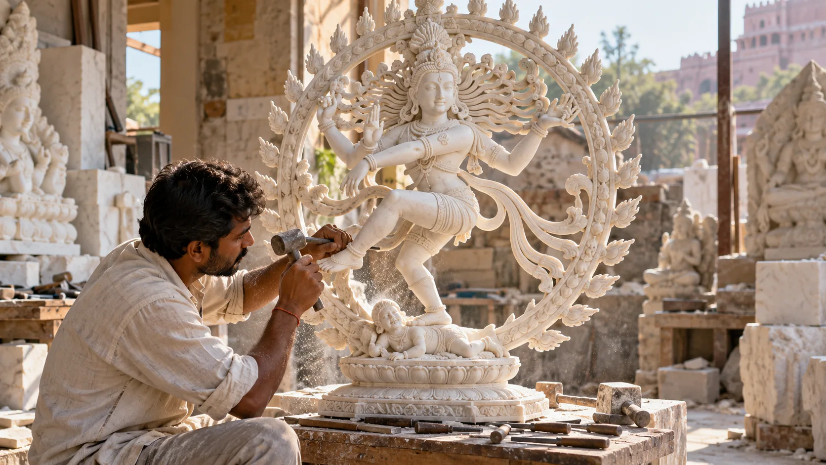 Nataraj Marble Statue Manufacturing San Diego Kamal Moorti