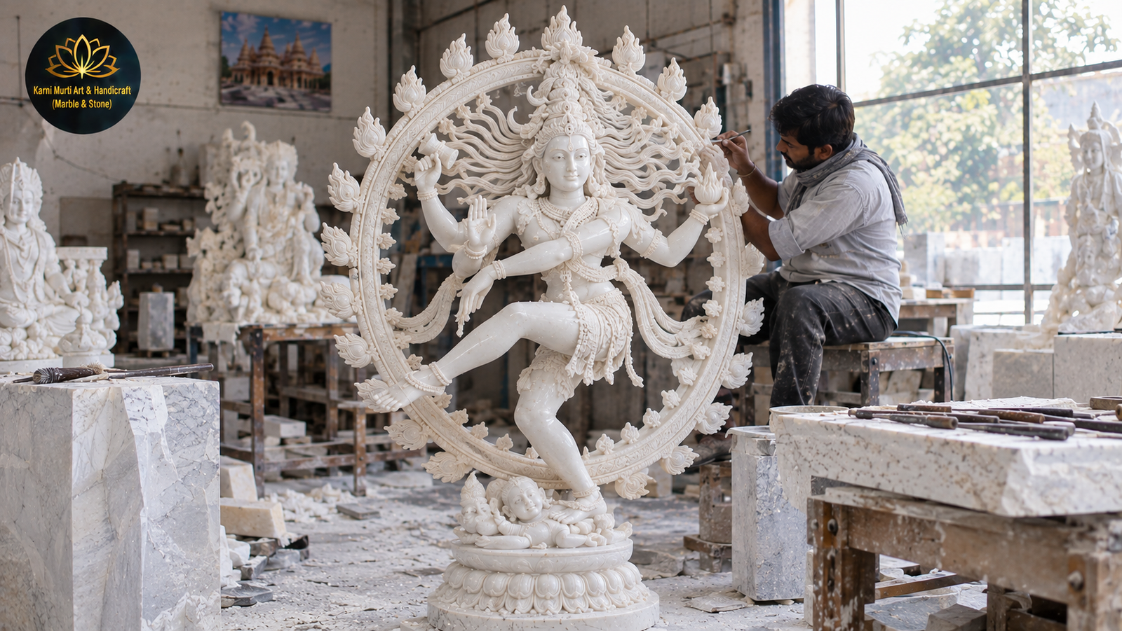 Best Nataraj Marble Moorti Manufacturing in Chennai: A Dancing Shiva Carved by Hand 9 Nataraj marble moorti manufacturing Chennai