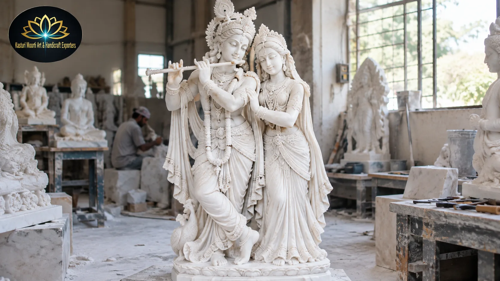 Radha Krishna marble moorti manufacturing Mathura