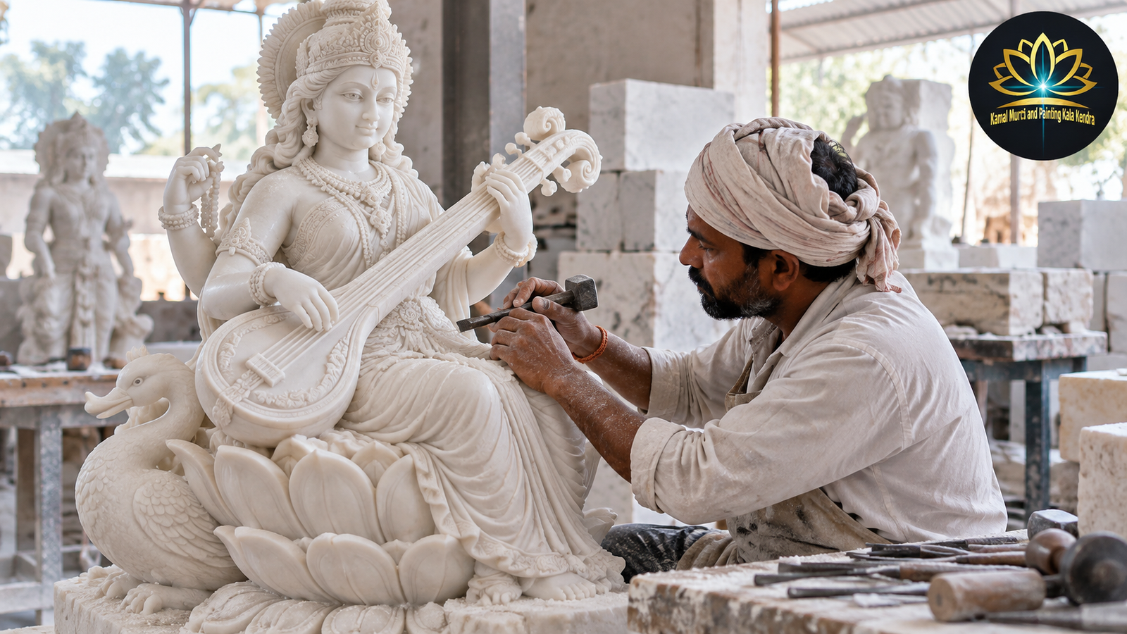 Saraswati marble moorti manufacturing Chandigarh